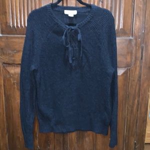 H&M Navy sweater with lace up closure size L